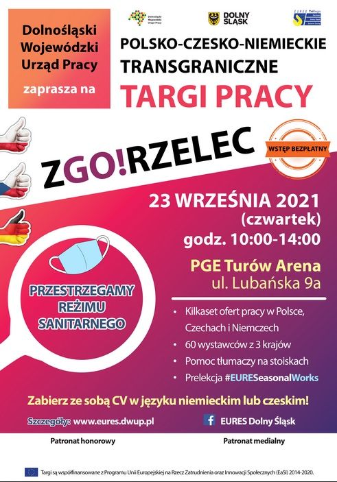 Targi pracy Zgorzelec 23 września 2021 godzina 10:00 - 14:00 PGE Turów Arena ul. Lubańska 9a